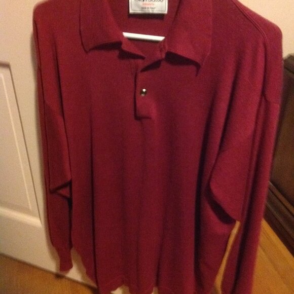 Gran Sasso Men's Large Long Sleeve 3 Button Pullover Polo Shirt - Made in Italy - Picture 1 of 5